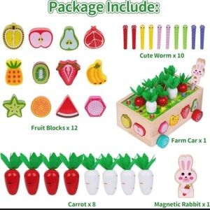 KMTJT Toddlers Wooden Toys Farm Orchard Intelligence Car New Open Box